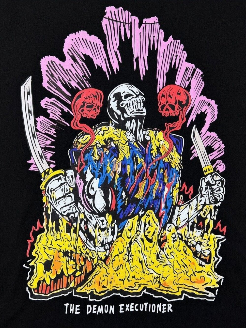 The Demon Executioner Skull Graphic Black T-Shirt Dark Streetwear Tee